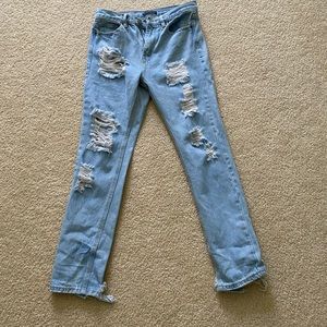 LIGHT BLUE BRANDY MELVILLE DISTRESSED JEANS